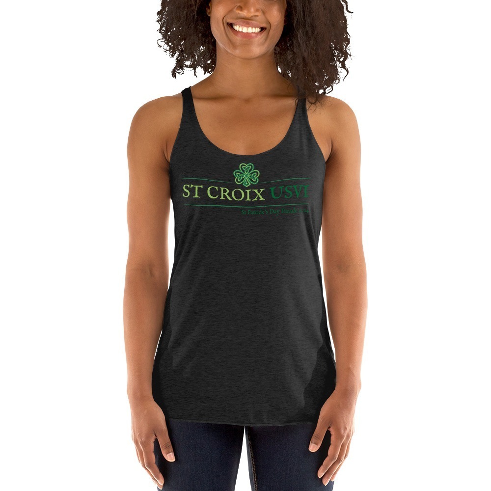 St Croix St Patrick's Parade 2024 Black Women's Racerback Tank St Croix USVI Travel Guide