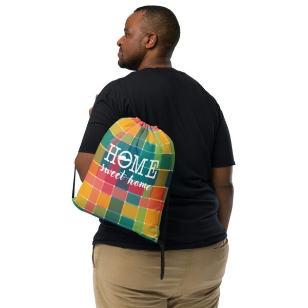 Home Sweet Home VI Madras Inspired Drawstring bag - Image 2