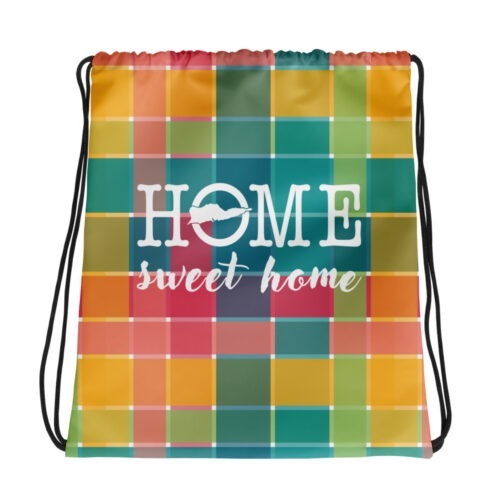 Home Sweet Home VI Madras Inspired Drawstring bag