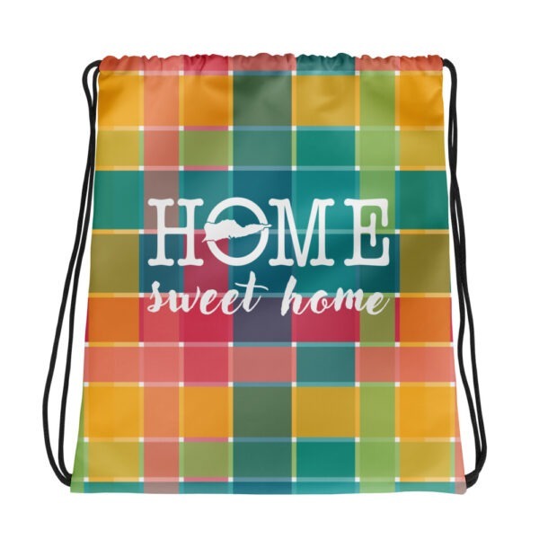 Home Sweet Home VI Madras Inspired Drawstring bag