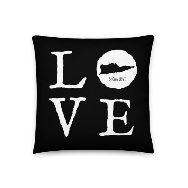 LOVE St Croix White on Black Reversible Pillow (two sizes to choose from) - Image 3