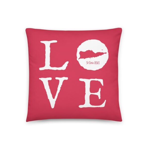 LOVE St Croix White on Coral Reversible Pillow (two sizes to choose from) - Image 2