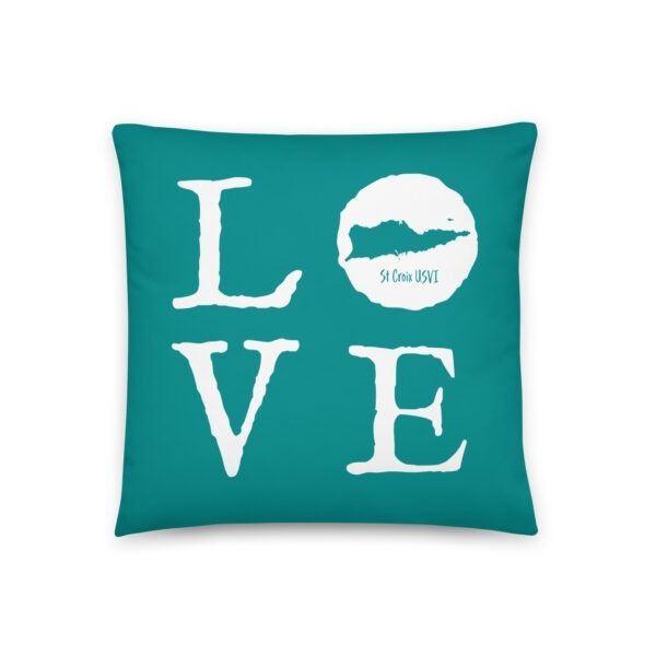 LOVE St Croix White on Blue Reversible Pillow (two sizes to choose from) - Image 2