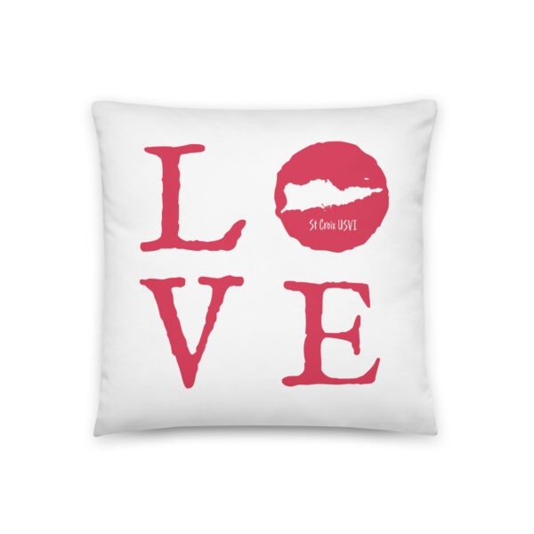 LOVE St Croix Coral on White Reversible Pillow (two sizes to choose from) - Image 2
