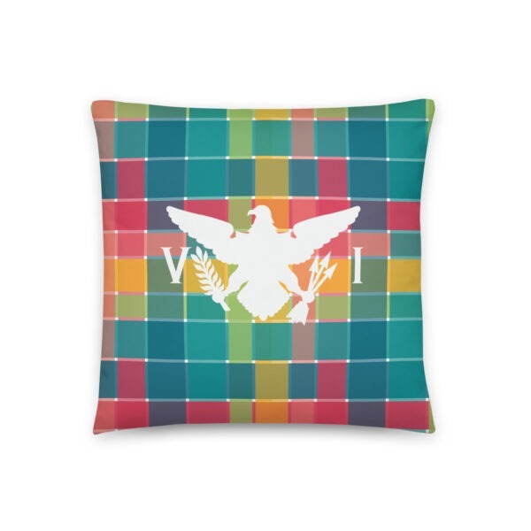White USVI Flag on VI Madras Inspired Reversible Pillow (two sizes to choose from) - Image 2