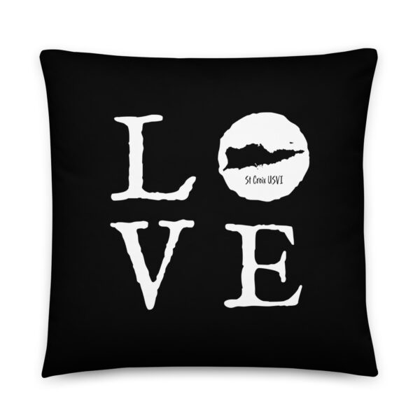 LOVE St Croix White on Black Reversible Pillow (two sizes to choose from)