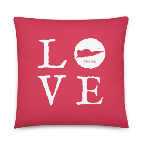 LOVE St Croix White on Coral Reversible Pillow (two sizes to choose from)