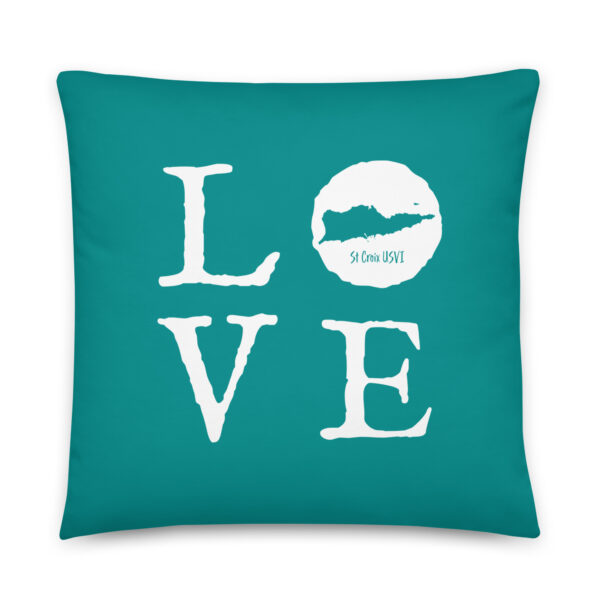 LOVE St Croix White on Blue Reversible Pillow (two sizes to choose from)