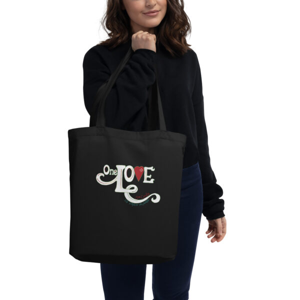 One Love Black Eco Tote Bag - Image 2