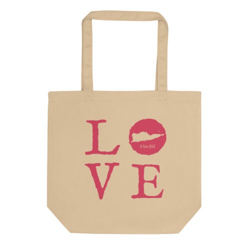 LOVE St Croix cutout Natural Eco Tote Bag