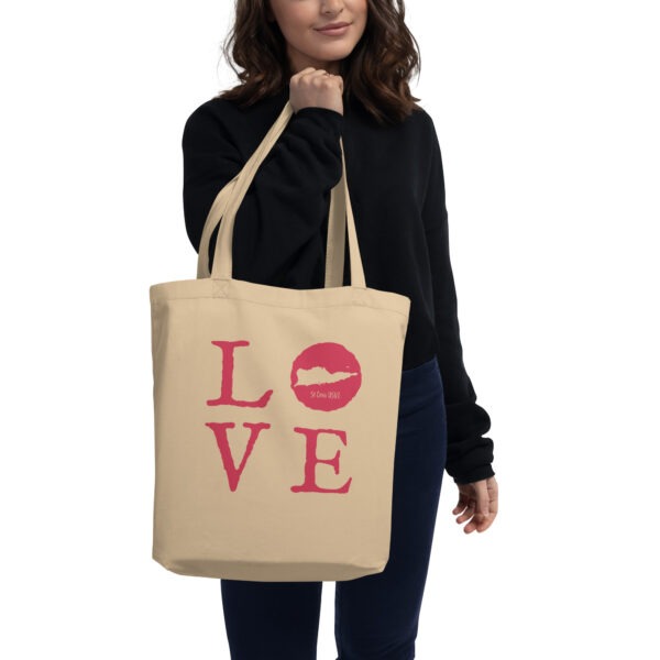 LOVE St Croix cutout Natural Eco Tote Bag - Image 2