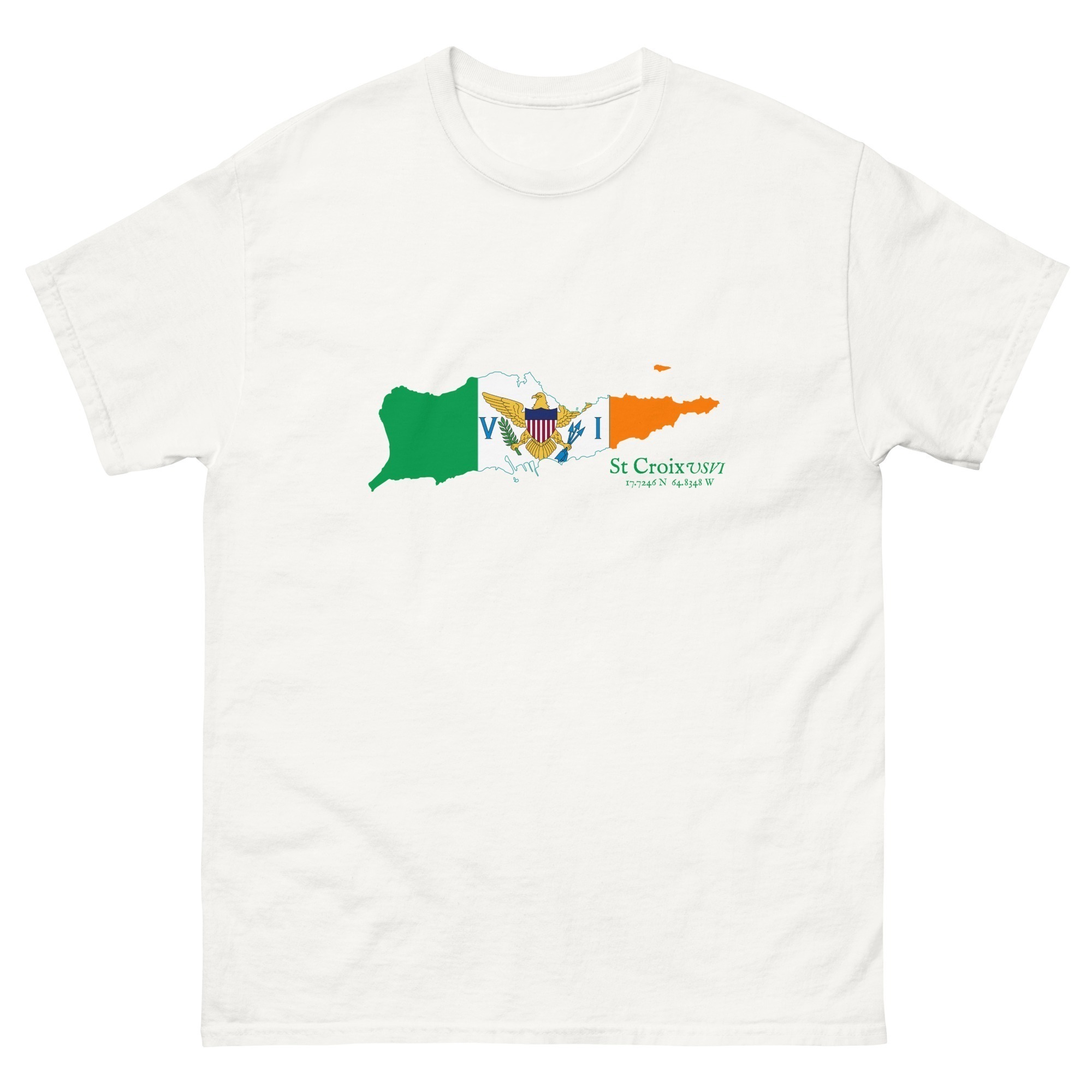 St Croix Island Irish & VI Flag Men's Relaxed White T-Shirt