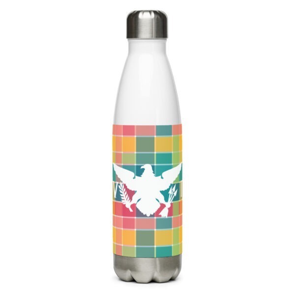 USVI Flag and Madras Inspired stainless steel water bottle