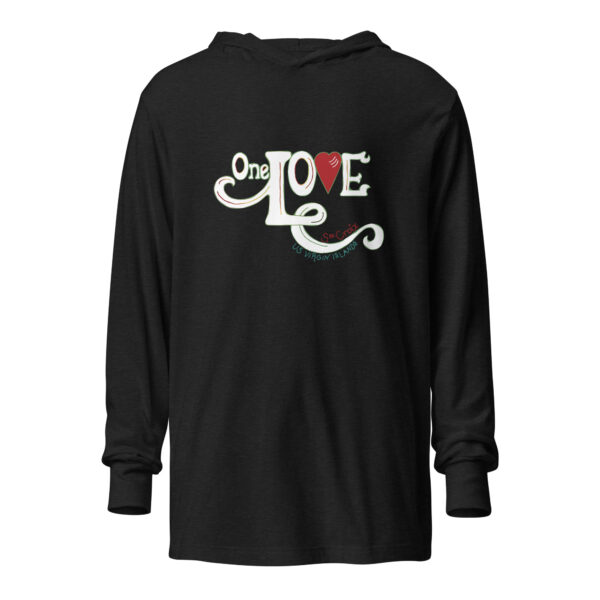 One Love Hand-lettered Unisex Hooded long-sleeve tee - Image 4