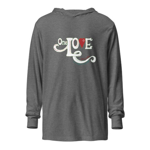 One Love Hand-lettered Unisex Hooded long-sleeve tee