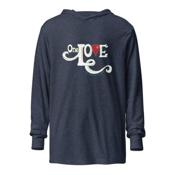 One Love Hand-lettered Unisex Hooded long-sleeve tee - Image 5