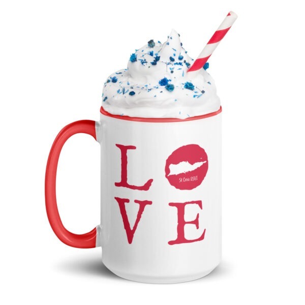 LOVE St Croix coral Mug with red color inside - Image 2
