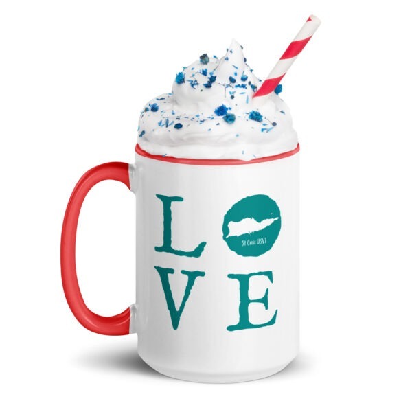 LOVE St Croix blue Mug with red color inside - Image 2