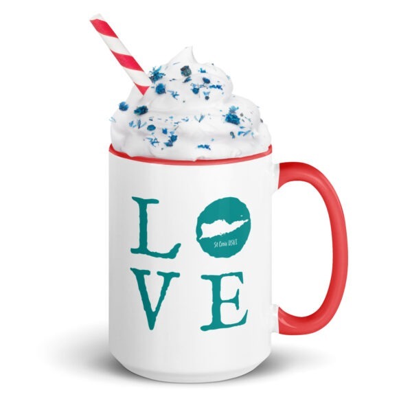 LOVE St Croix blue Mug with red color inside