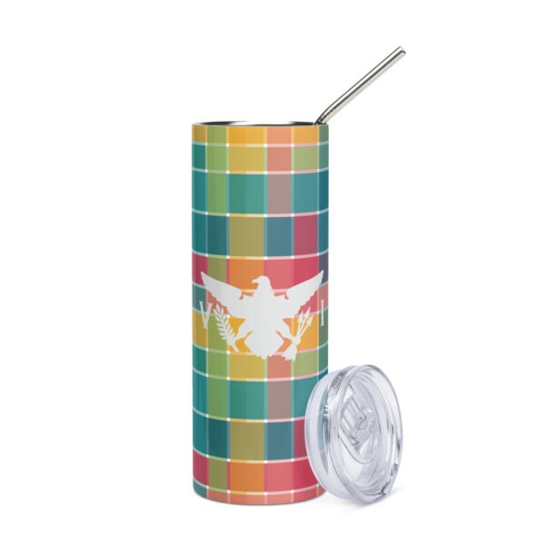 USVI Madras Inspired Stainless steel tumbler with VI Flag emblem - Image 2
