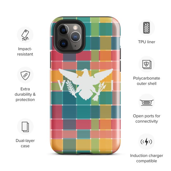 USVI Madras Inspired Tough Case for iPhone® with VI Flag emblem - Image 3