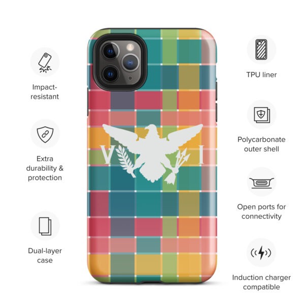 USVI Madras Inspired Tough Case for iPhone® with VI Flag emblem - Image 4