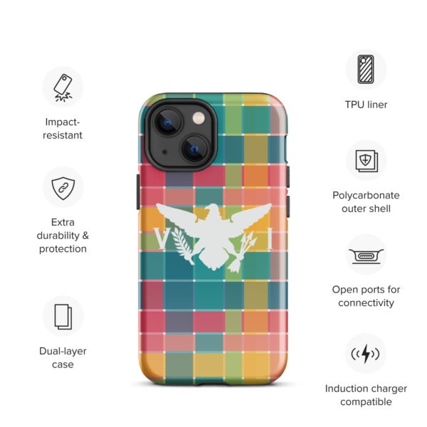 USVI Madras Inspired Tough Case for iPhone® with VI Flag emblem - Image 9