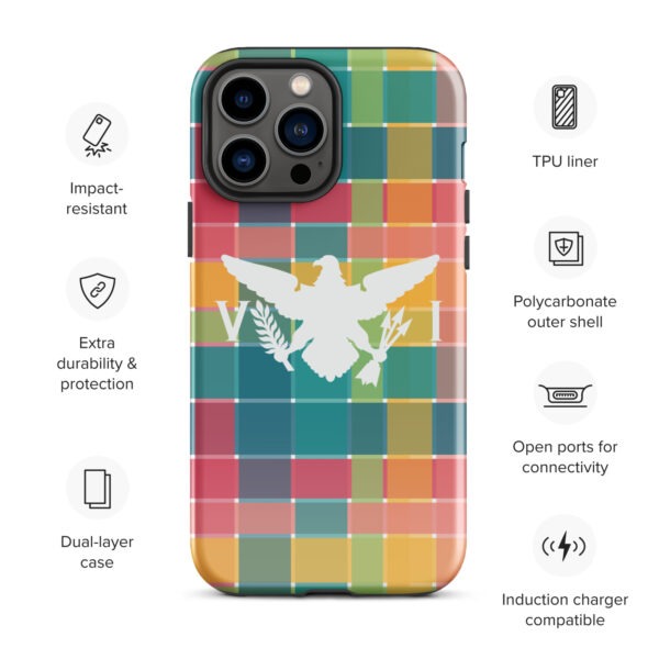 USVI Madras Inspired Tough Case for iPhone® with VI Flag emblem - Image 12