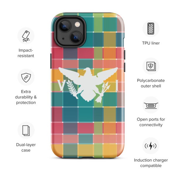 USVI Madras Inspired Tough Case for iPhone® with VI Flag emblem - Image 14