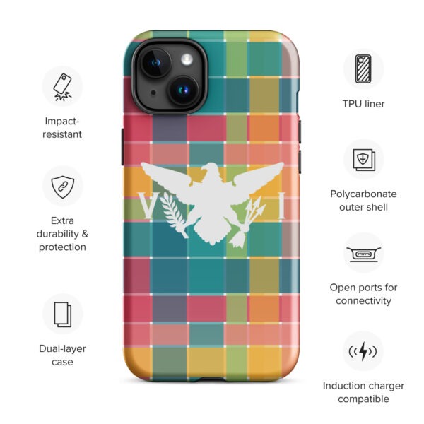 USVI Madras Inspired Tough Case for iPhone® with VI Flag emblem - Image 18