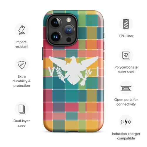 USVI Madras Inspired Tough Case for iPhone® with VI Flag emblem