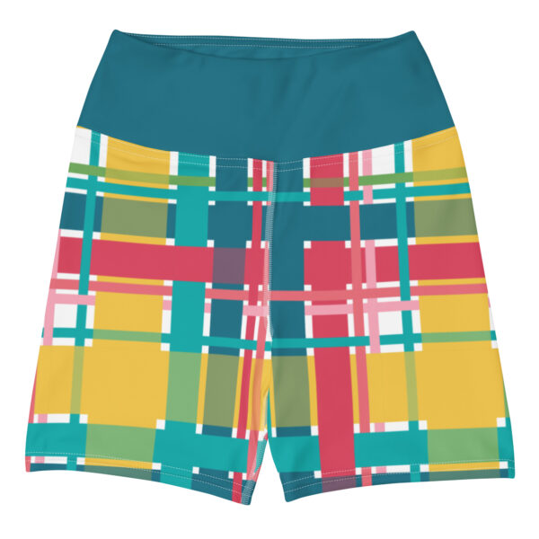 USVI Madras Inspired Plaid Yoga Shorts - Image 3