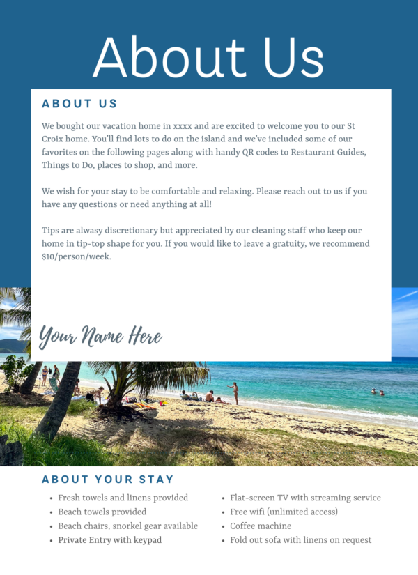 St Croix Vacation Rental Welcome Guide Template - Image 3