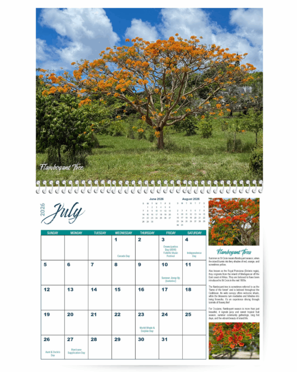 2026 St Croix Photo Calendar July