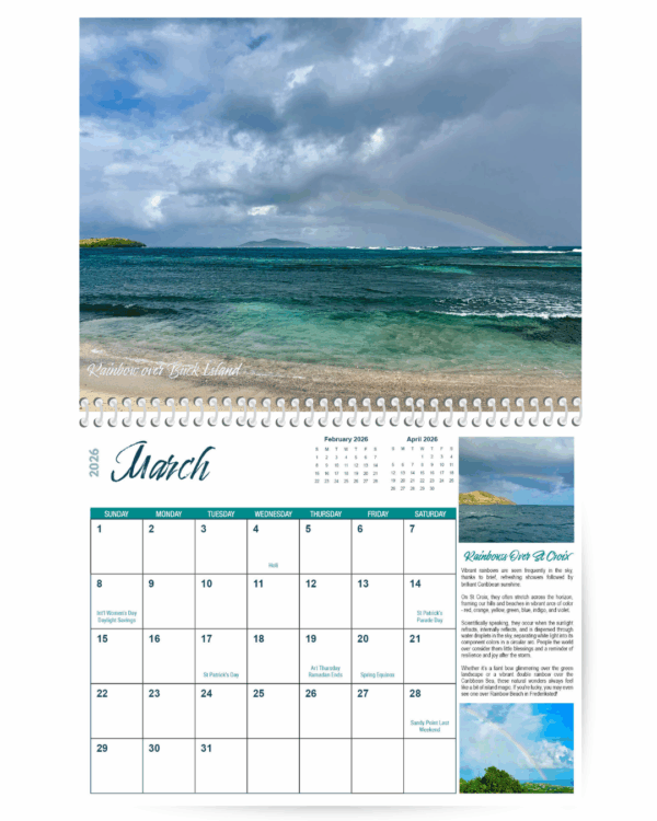 2026 St Croix Photo Calendar March