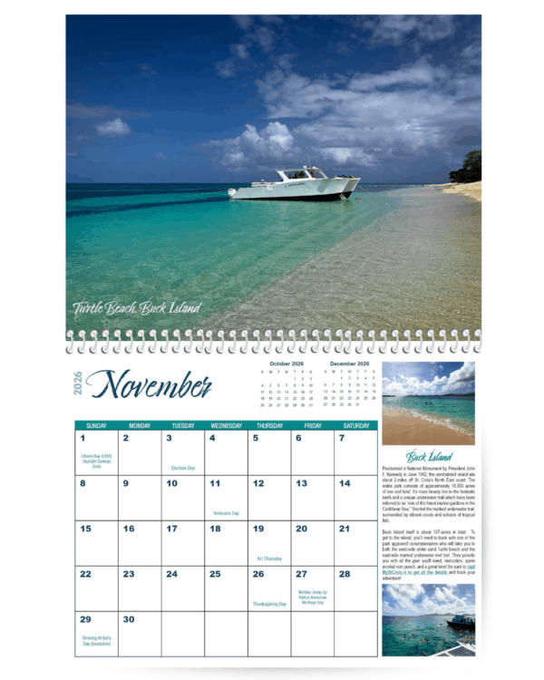 2026 St Croix Photo Calendar November