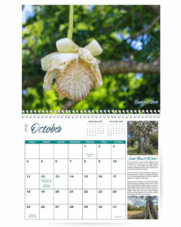 2026 St Croix Photo Calendar October