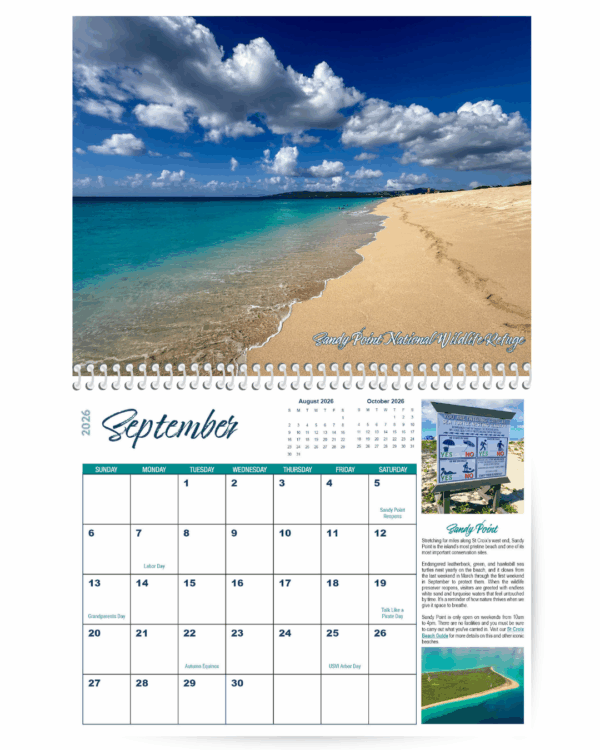 2026 St Croix Photo Calendar September